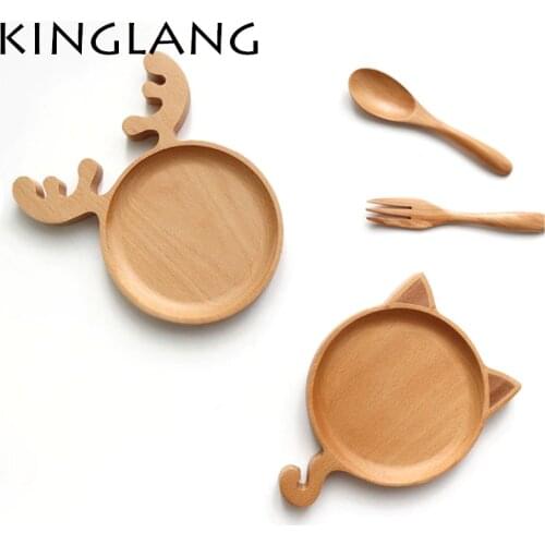 Christmas deer idiot wood plate Christmas dessert plate wood saucer dish nice cute design dinner plate for kids aniti borken