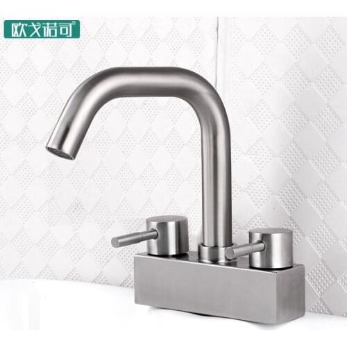Assemble bathroom mixer double handle faucet double holes hot and cold water faucets