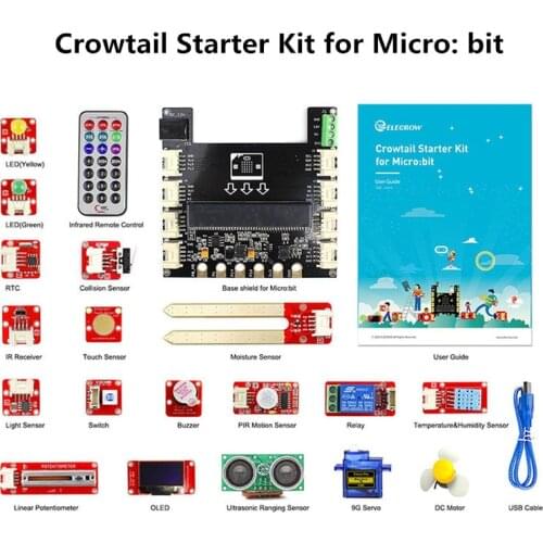 Elecrow Crowtail Starter Kit for Micro:bit 2.0 Programming Learning Kit with 20 Lessons Computer Electronic DIY Kit Kids Gift