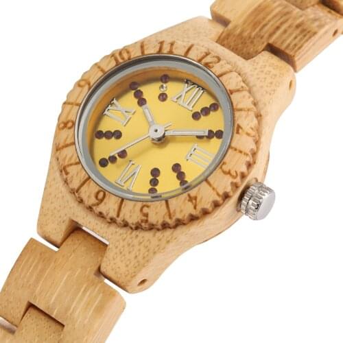 Luminous Wooden Women Watch Eco Full Wood Clock Quartz Digital Dial Folding Buckle With Watch Manual Regulator Gift for Ladies