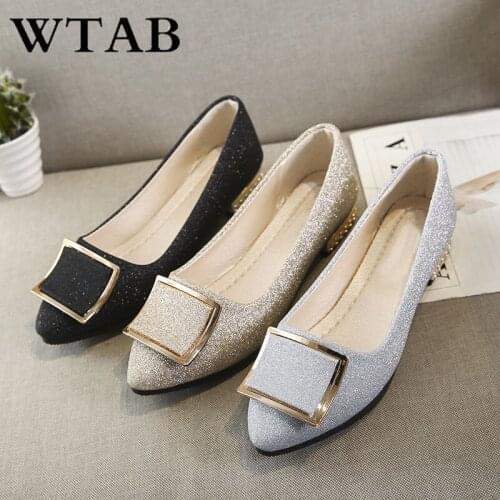WTAB 2018 fashion Pointed Toe shoes woman casual Basic Slip-On flat shoes women solid Spring Autumn Sandals Slip ladies shoes