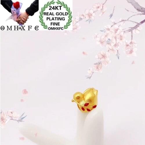 OMHXFC Jewelry Wholesale YM310 European Fashion Fine Woman Girl Party Birthday Wedding Gift Dove DIY Accessories 24KT Gold Bead