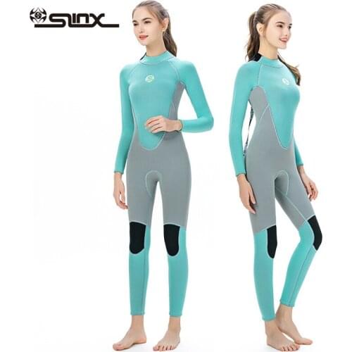 Full Body wetsuit female 3mm neoprene wetsuit women thickened long-sleeved thermal swimsuit Sun-proof Snorkeling Surfing suit