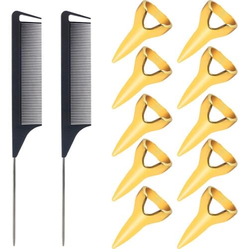 10Pcs/20Pcs Adjustable Hair Parting Selecting Tool Metal Hair Sectioning Ring Comb For Hair Braiding Curling Styling Extension
