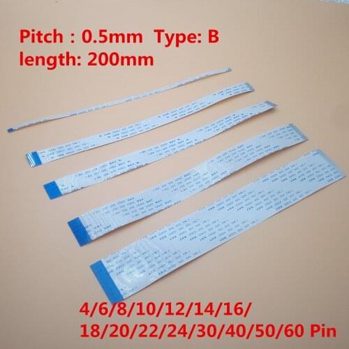 10pcs FFC 200mm 0.5mm Reverse B Type Opposite Side Flexible flat cable 4/6/8/10/12/14/16/18/20//30/32/40/50/60 Pin AWM 20624