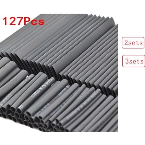 2 Sets/3 Sets 127 Pcs Heat Shrink Sleeving Tube Tube Assortment Kit Electrical Connection Electrical Wire Wrap Cable Waterproof