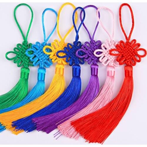 2pcs/lot 22cm Multicolor Chinese Knot Silk Tassel Brush Fringe Phone Satin Tassels Pendant Tassels For Crafts DIY Home Decor