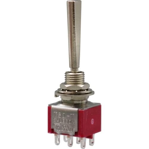 2Pcs SH T8012-U2 ON-OFF-ON 6Pin 3Position Long Flatted Handle Maintained Toggle Switch DPDT