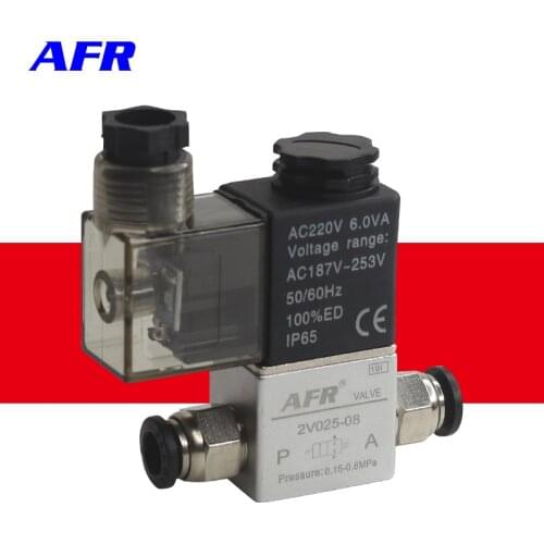 2V025-08 12V 24V 220V Volt air pneumatic valve Solenoid Valve 2 Position 2 Port Normally Closed Air Magnetic Valve 6mm 8mm Hose