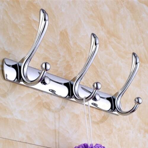 3 Row Wall Hook Kitchen Home Bathroom Bath Ball Key Bag Coat Hanger Stainless Steel Storage Hanging Holder Rack Accessories