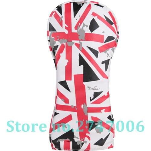 3pcs White Polyester Leather with Red UK Flag Patterns Golf Club Driver Fairway Wood Head Cover Golf #1 #3 #5 Wood Headcover