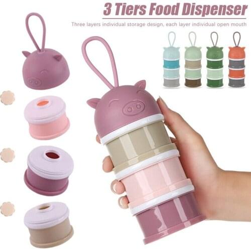 3 Layers Dispenser Food Storage Box Cartoon Baby Food Container Box Baby Milk Powder Container Portable Food Snacks Storage Box