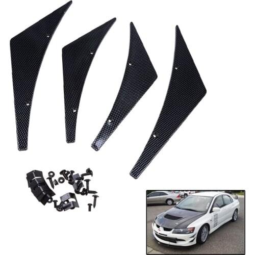 4 Pcs/Set Imitation Carbon Fiber Front Bumper Lip Splitter Fins Body Spoiler Canards Refit Trim