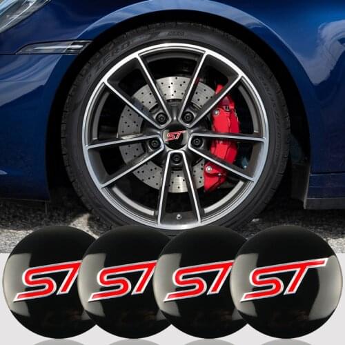 4Pcs Car Styling Wheel Center Hub Cap ST Emblem Stickers Decal Car Tire Decoration For Fords Focus 2 3 1 MK2 MK3 MK1 Fusion