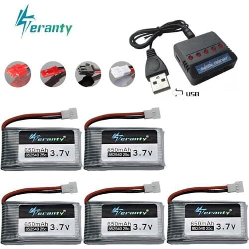 5-in-1 3.7v 650mah Lipo Battery Charger Set For X5 X5C X5SC X5SW X6SW H9D H5C M68 FY550 HJ818 HJ819 L15FW 852540 RC Spare Parts