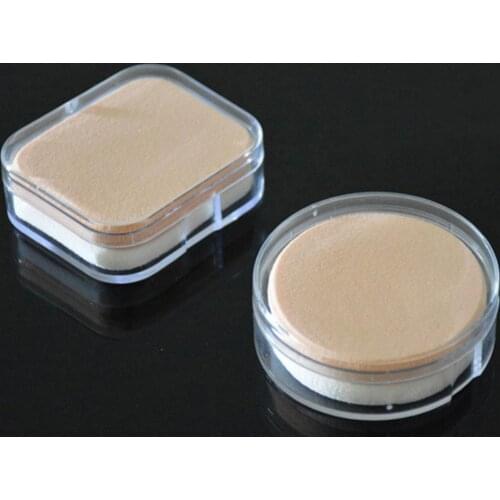 50% Hot Sale Transparent Square Round Puff Box BB Cream Powder Storage Case Makeup Holder
