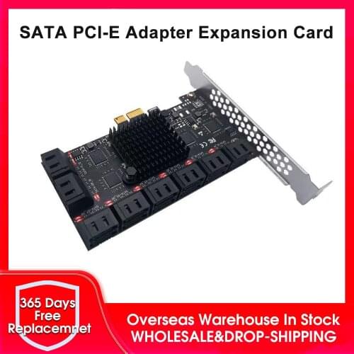 88SE9215 Chip 12/16 Ports SATA 3.0 To PCIe Expansion Card PCI Express SATA Adapter SATA 3 Converter With Heat Sink For HDD