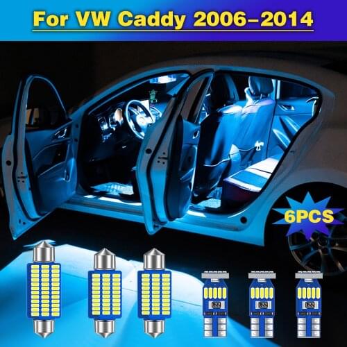 6PCS Auto LED Bulb Car Interior Dome Reading Light Trunk Lamp For VW Caddy 2006 2007 2008 2009 2010 2011 2012 2013 2014