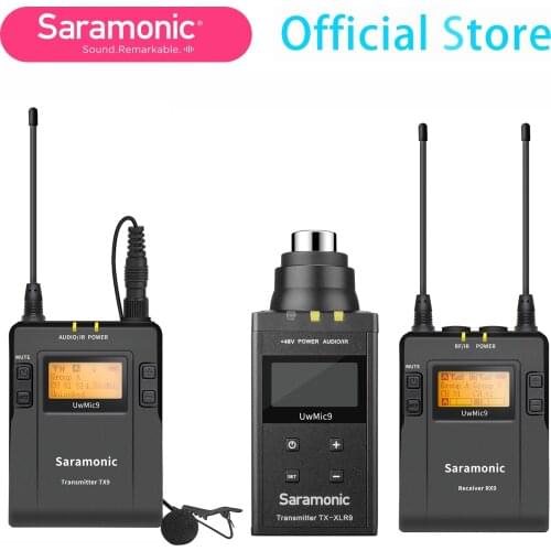 Saramonic UWMIC9 Kit5/kit6 UHF Wireless Lavalier Microphone with Audio Monitor Function Camera Lapel Mic for Smartphones DSLR