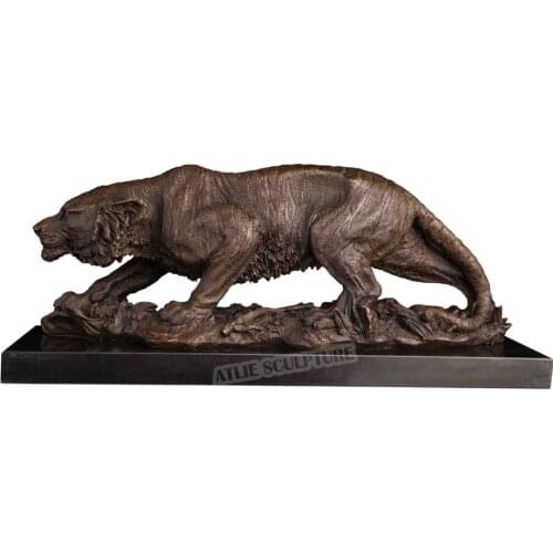 Bronze Tiger Statue Wild Animal Tigress Sculpture Chinese Zodiac Wildlife Art Business Gift Office Decor Large