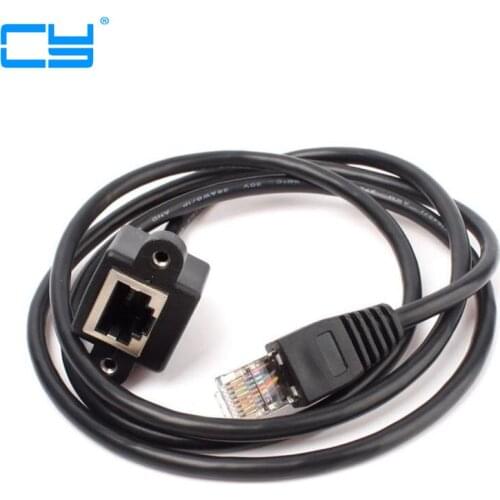 Black 3M 30cm 50cm 150cm RJ45 Male to Female Ethernet Screw Lock Panel Mount LAN Network Extension Line Cord Cable