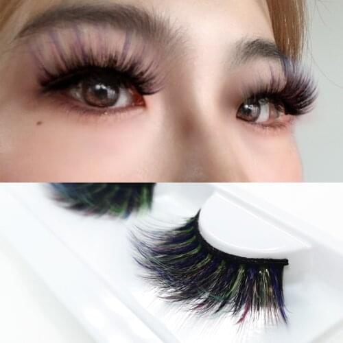 Color lashes 3D mink lashes colored eyelash extension for makeup faux lashes mix green red yellow