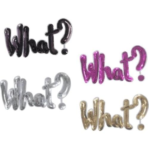 T shirt women Letters patch sequins 200mm What? deal with it Iron on patches for clothing stickers t shirt mens free shipping