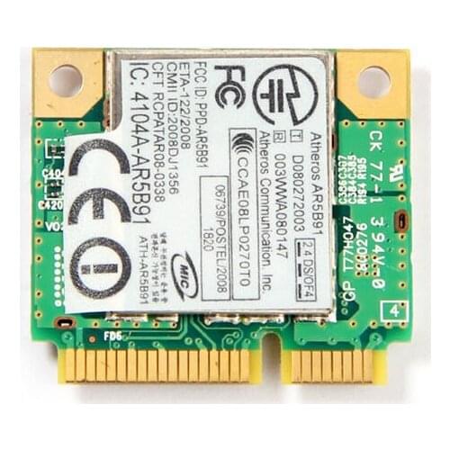 Wireless Adapter Card for Atheros AR5B91 AR9281 Mini PCI-e half N wifi Network 802.11b/g/n Single-chip 2.4 GHz Draft 300M