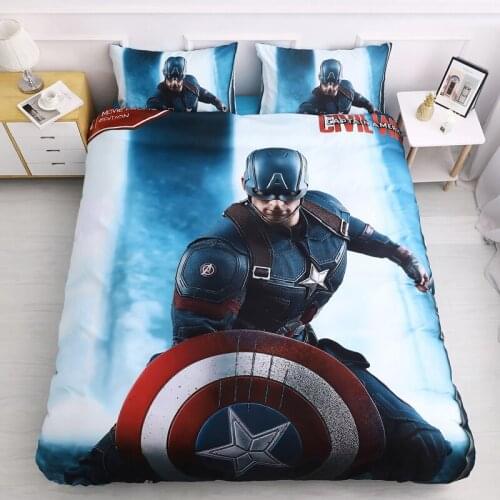 Captain America Bedding Set Marvel The Avengers Duvet Cover Children Comforter Cover Bed Sheet Pillowcases Twin Full Queen Size