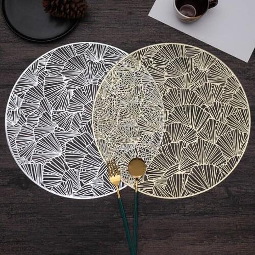 Round Shape Hollow PVC Bronzing Placemat For Dinner Table Mat For Coffee Tables Tableware Plates Decoration Kitchen Accessories