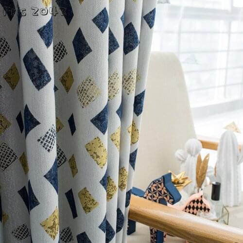 Nordic Minimalist Curtains Modern American Style Shading Personality Literary Lattice Curtains for Living Dining Room Bedroom