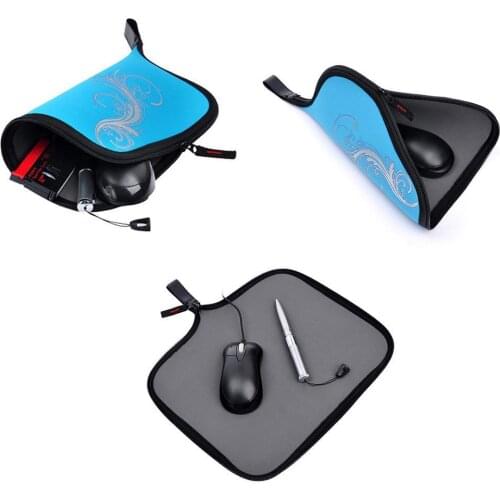 Multifunctional Zipper Laptop Computer Gaming Mouse Pad Mat Cable Storage Pouch