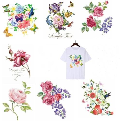 Cartoon Beautiful Flower Garment DIY Ironing Sticker A Grade Powder Washable Womens T-shirt Heat Transfer Patch Patches