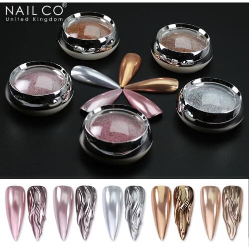 NAILCO New Holographics Nail Powders Shining Rose Gold Metal Mirror Powder Manicure For Nail Art Chrome Pigment Accessories DIY