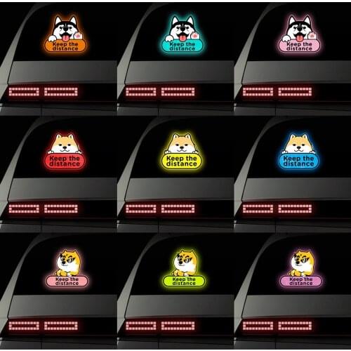 Cute Animal Dogs Keep the distance Reflective Sticker Car Sticker for Car Styling Body Bumper Safety Warning Stickers and Decals