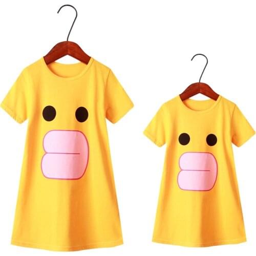 New Family Matching Outfits Mother and Daughter Pajamas Fashion Short-sleeved Nightgowns Big Girls Nightdress Kids Sleepwear