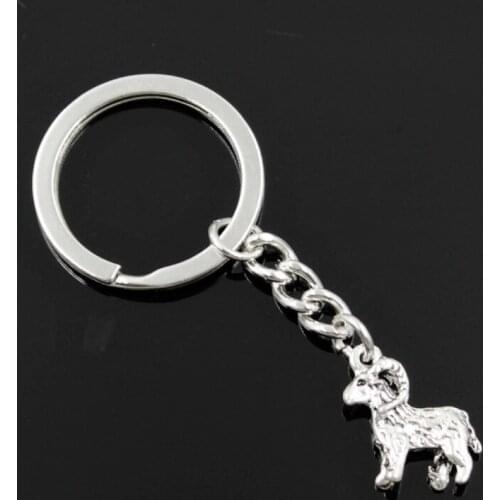 New Fashion Men 30mm Keychain DIY Metal Holder Chain Vintage Goat Ram 23x19mm Silver Color Pendant Gift