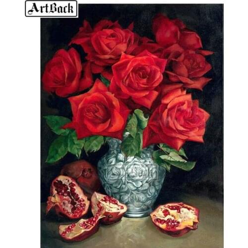 New Arrival Diamond Embroidered Red Rose Pattern Full Square Drill3d Diamond Mosaic Crafts Home Decoration Painting Flower