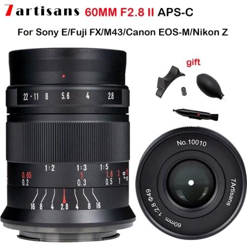 7Artisans 60mm F2.8 II APS-C Cameras Lens 1:1 Magnification Macro Manual Focus Fixed Lens for Sony E Fuji X Nikon Z M4/3 Mount