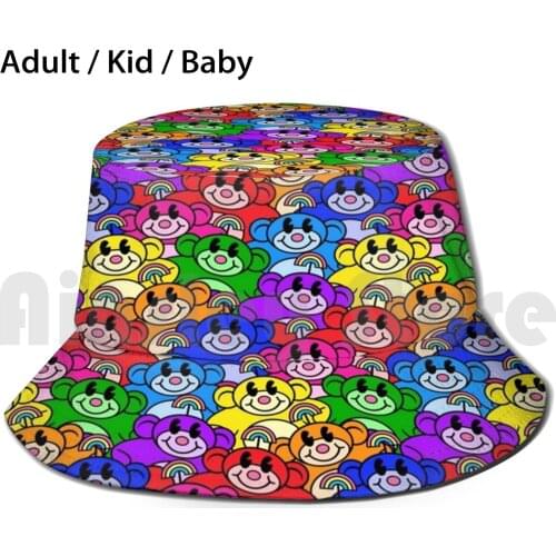 Rainbow Monkeys Sun Hat Foldable UV Protection Rainbow Monkey Knd Kids Next Door Repeating Colorful Cartoon Cn Cute Girly