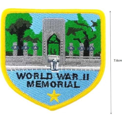 Twill Fabric Backing Custom Logo Branded Embroidery Patch World War II Memorial for promotional giveaway gifts