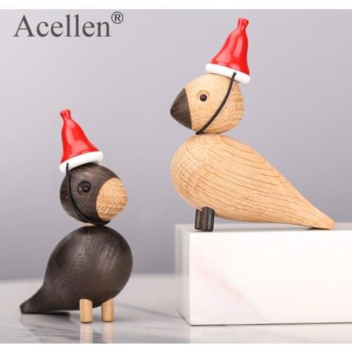 Nordic Decorative Wooden Miniature Figurines Animals Lark Bird Songbird Ornaments Fashion Home Decoration Wood toys sculpture