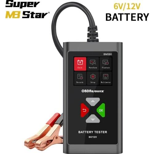 BM580 Car Battery Tester 6V 12V Analyzer 100-2000CCA 2AH-220AH Reversible Access Clip Voltmeter Voltage Checker