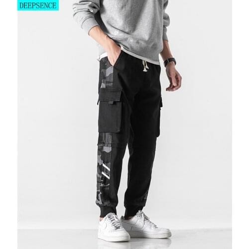 Spring Big Mens Trousers Jeans Male Ins Hong Kong Style Wild Small Standard Loose Size Small Feet Straight Trousers Men