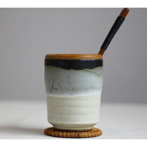 Vintage ceramic cup individuality brief thickening household mug tea cup spoon with lid drink cup