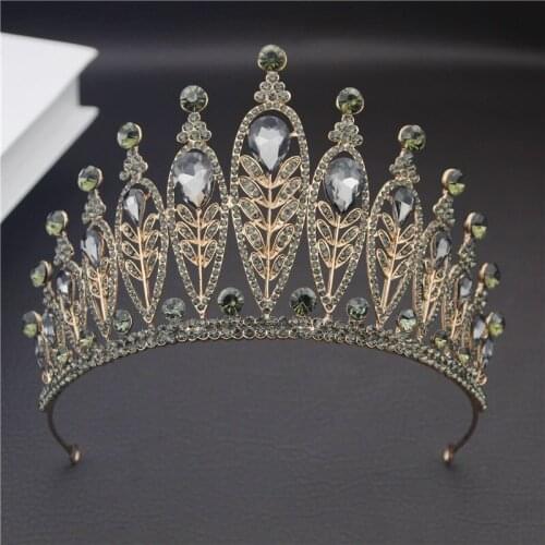 Fashion Gold Black Crystal Wedding Crown for Women Prom Wedding Tiaras and Crowns Bridal Diadem Pageant Head Accessories