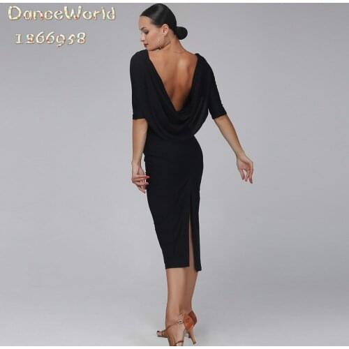2018 backless sexy latin dance dress woman robe danse latine femme