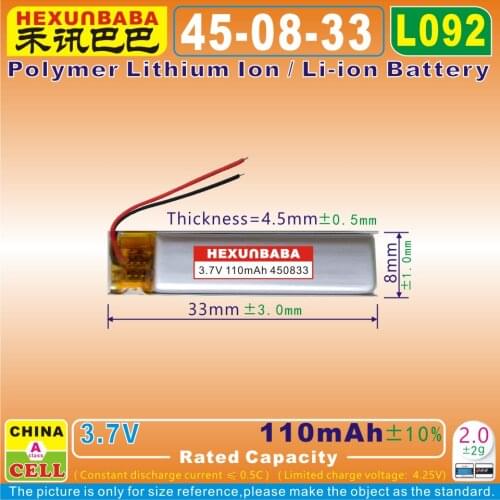 10pcs [L092] 3.7V,40mAH,[360821] PLIB;polymer lithium ion / Li-ion battery for camera,bluetooth earphone,speaker,mp3;GPS,mp4