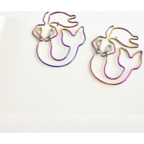 8Pcs/lot Colorful Rainbow Mermaid Paperclips Metal Paper Clips Photo Clip Paper Clips Decorative Office Stationary