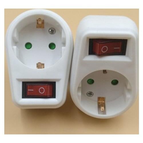 2PCS European Conversion Plug German Conversion Socket With independent Switch Power Switch Socket